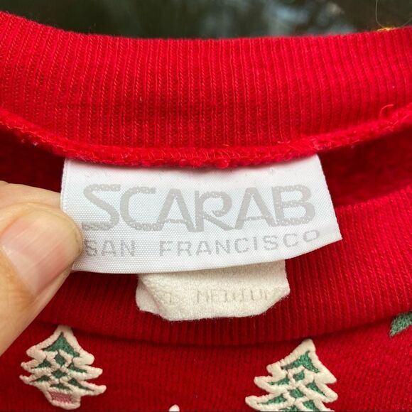 Vintage Scarab San Francisco Teddy Bear Christmas Sweatshirt Medium - Picture 6 of 7